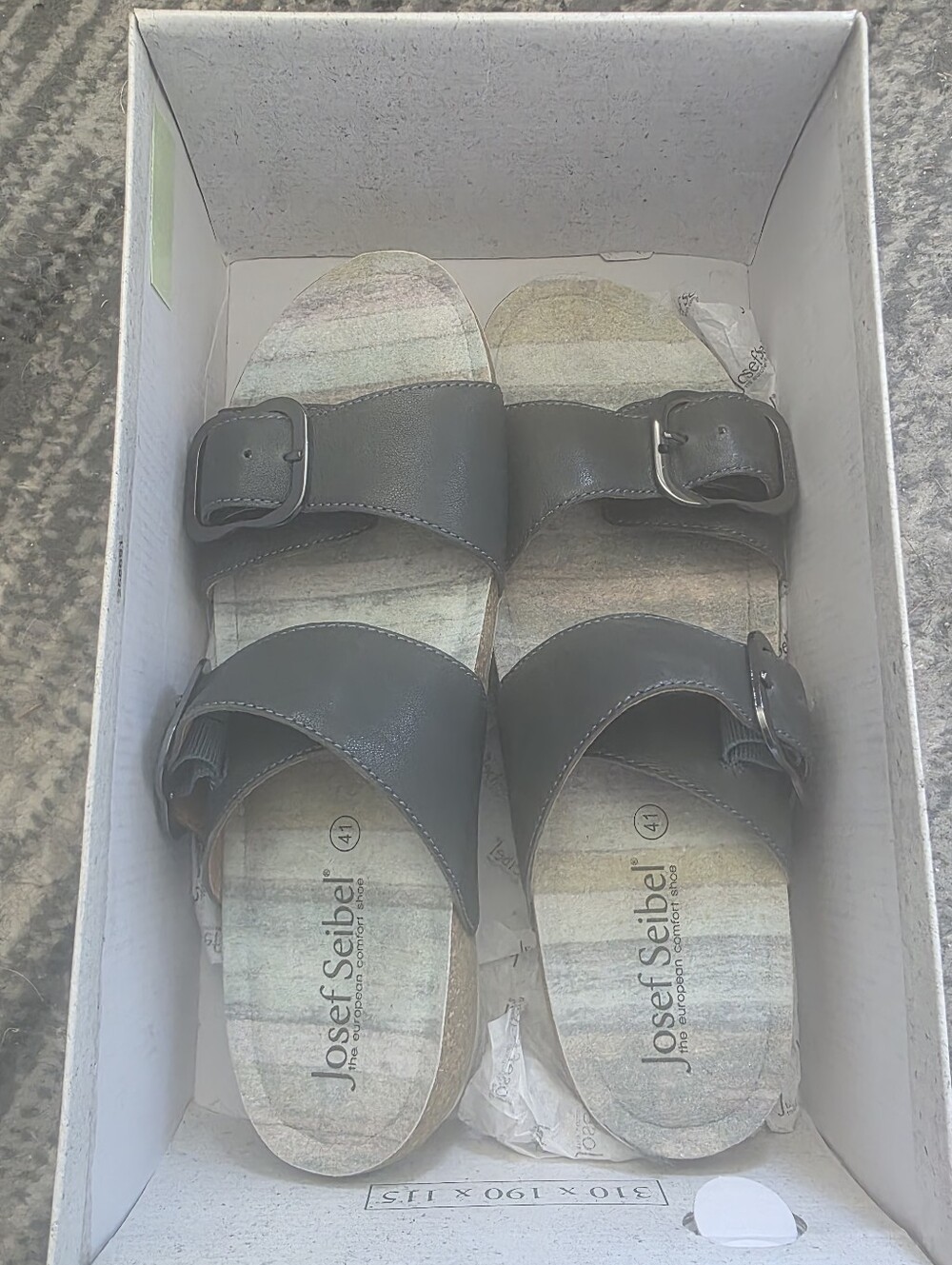 Josef Seibel Dark Grenn Double-Buckle Slide Sandals